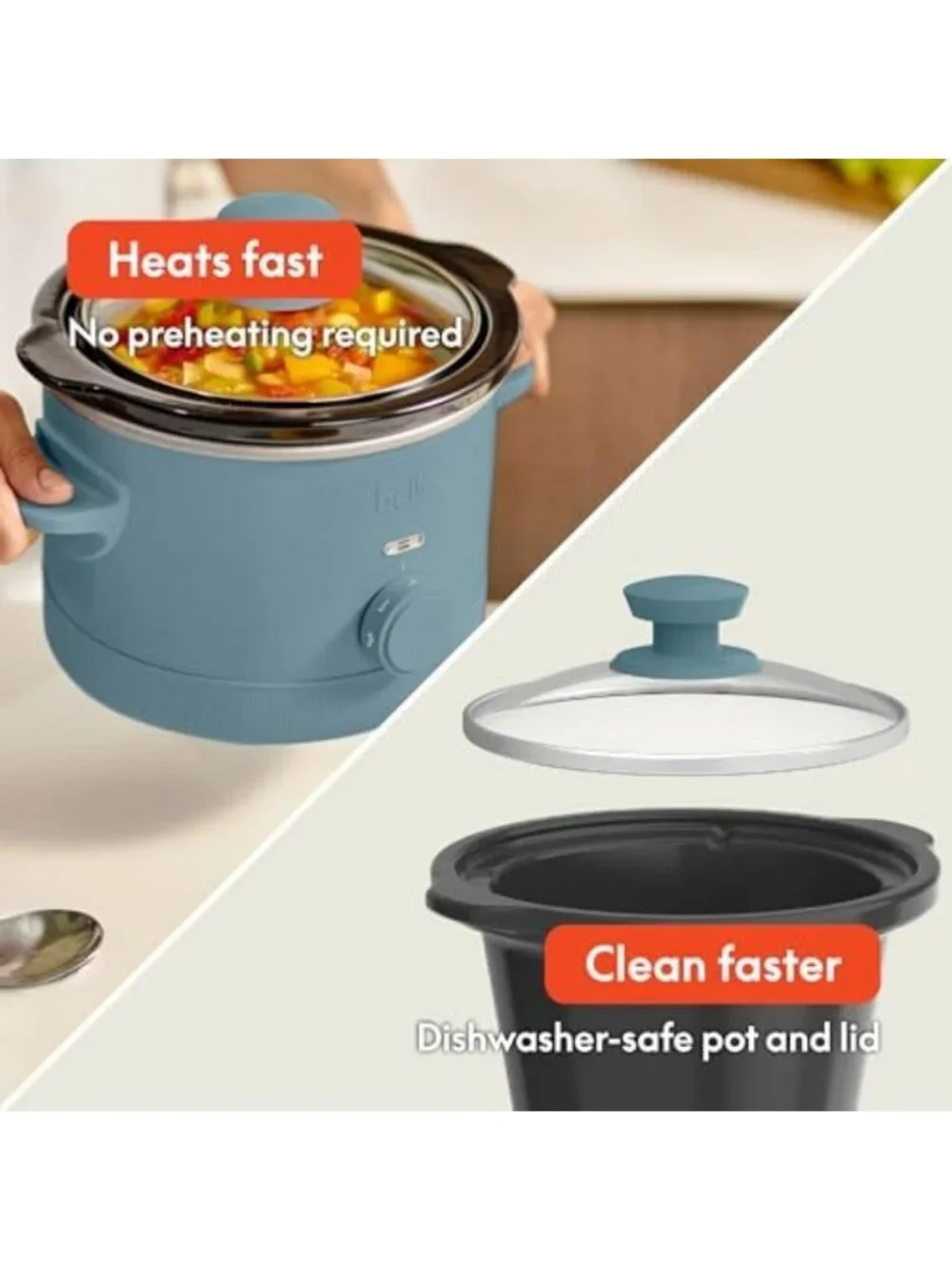Non-Toxic 1.5qt Manual Slow Cooker with 3 Heat Settings - Perfect for Easy Meals
